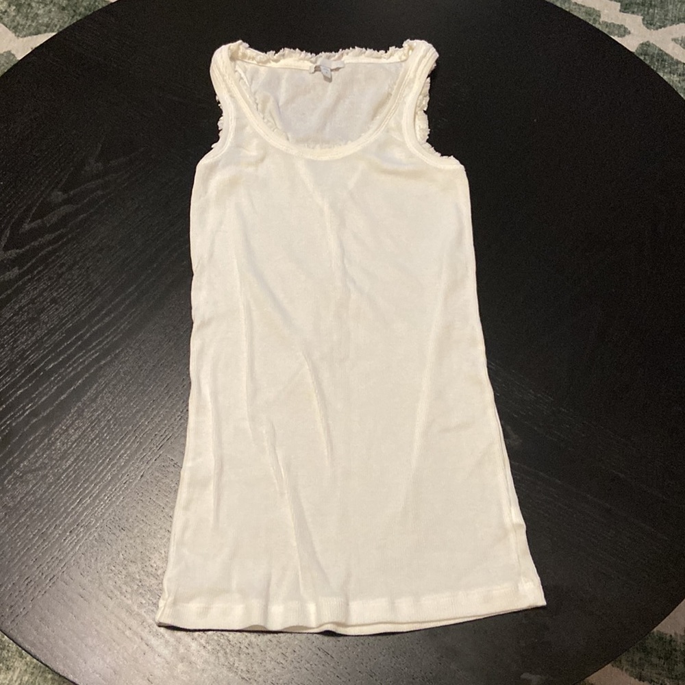 Gap White Tank Top with Fringe Detail